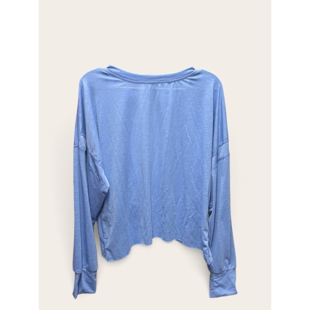 Womens Light Blue Long Sleeve Cutout Crossover Hem Slub Knit Top Medium NWOT